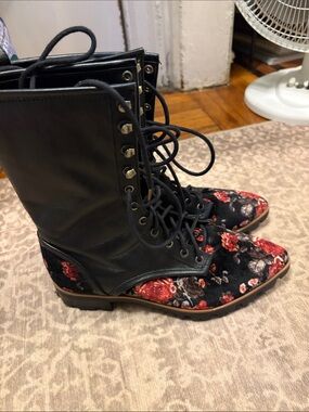 Floral combat boots